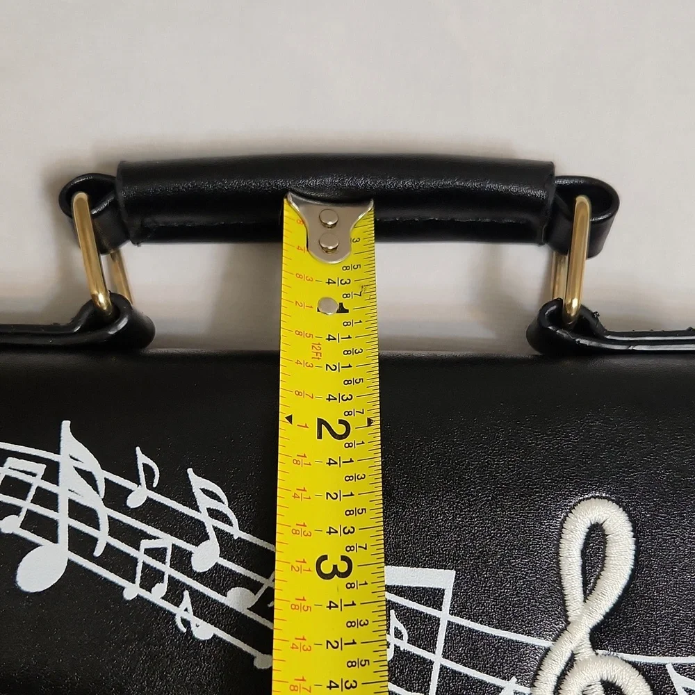 Musical Note Piano Black and White Hand And Shoulder Bag - Picture 8 of 13